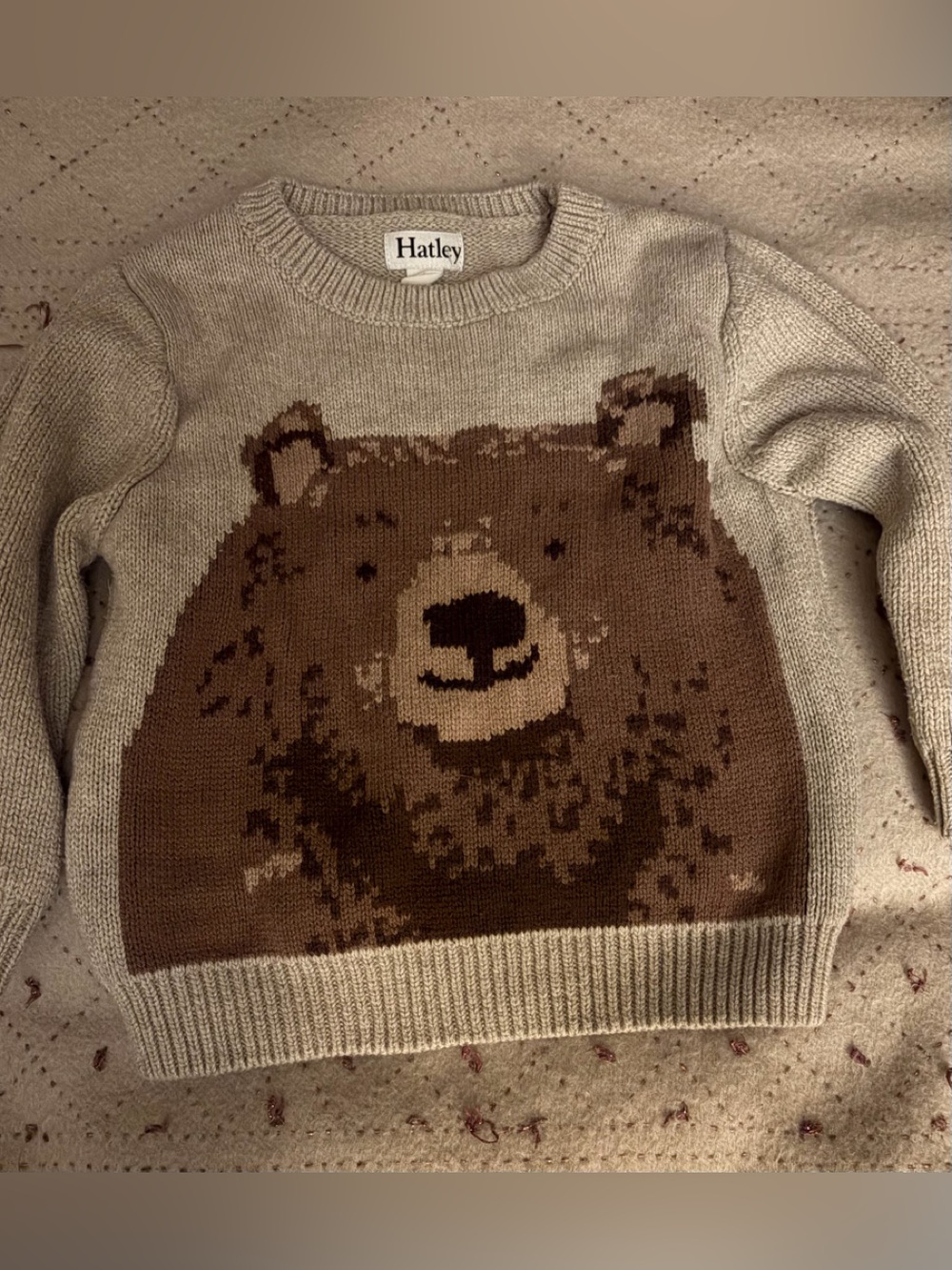 Hatley Beige and Brown Bear Crewneck Sweater for Men